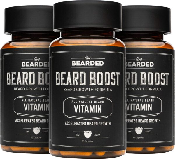 Live Bearded Beard Boost suplemento crecimiento de barba biotina vitaminas