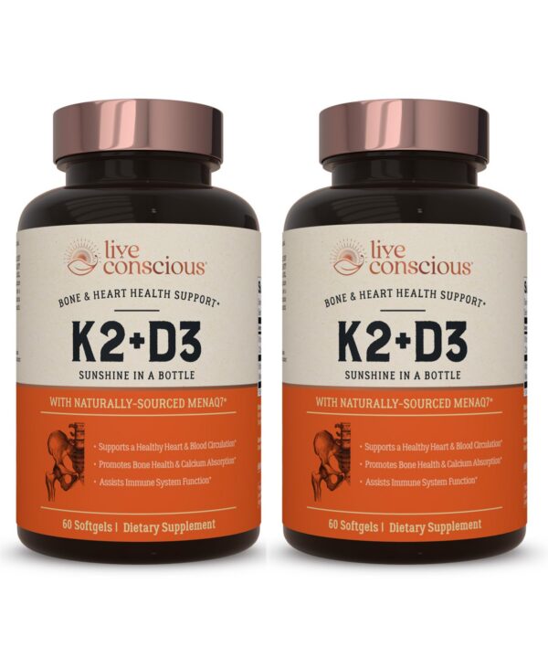 Live Conscious suplemento vitamina k2 mk7 y d3 5000 iu paquete 2