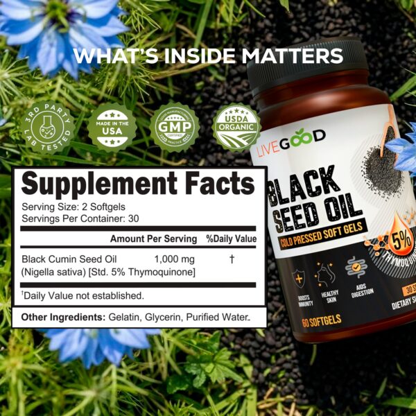 Cápsulas de aceite de semilla negra