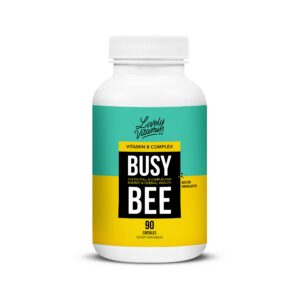 Frasco Lively Vitamin Co Busy Bee complejo vitamina B 90 cápsulas veganas