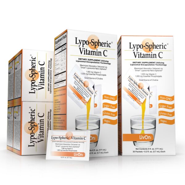 Version 1.0.0 Frasco de Vitamina C Liposomal LivOn frente