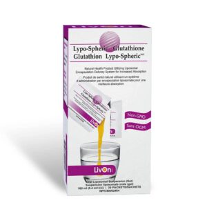 Frente de la etiqueta LivOn Lypo-Spheric Glutathione
