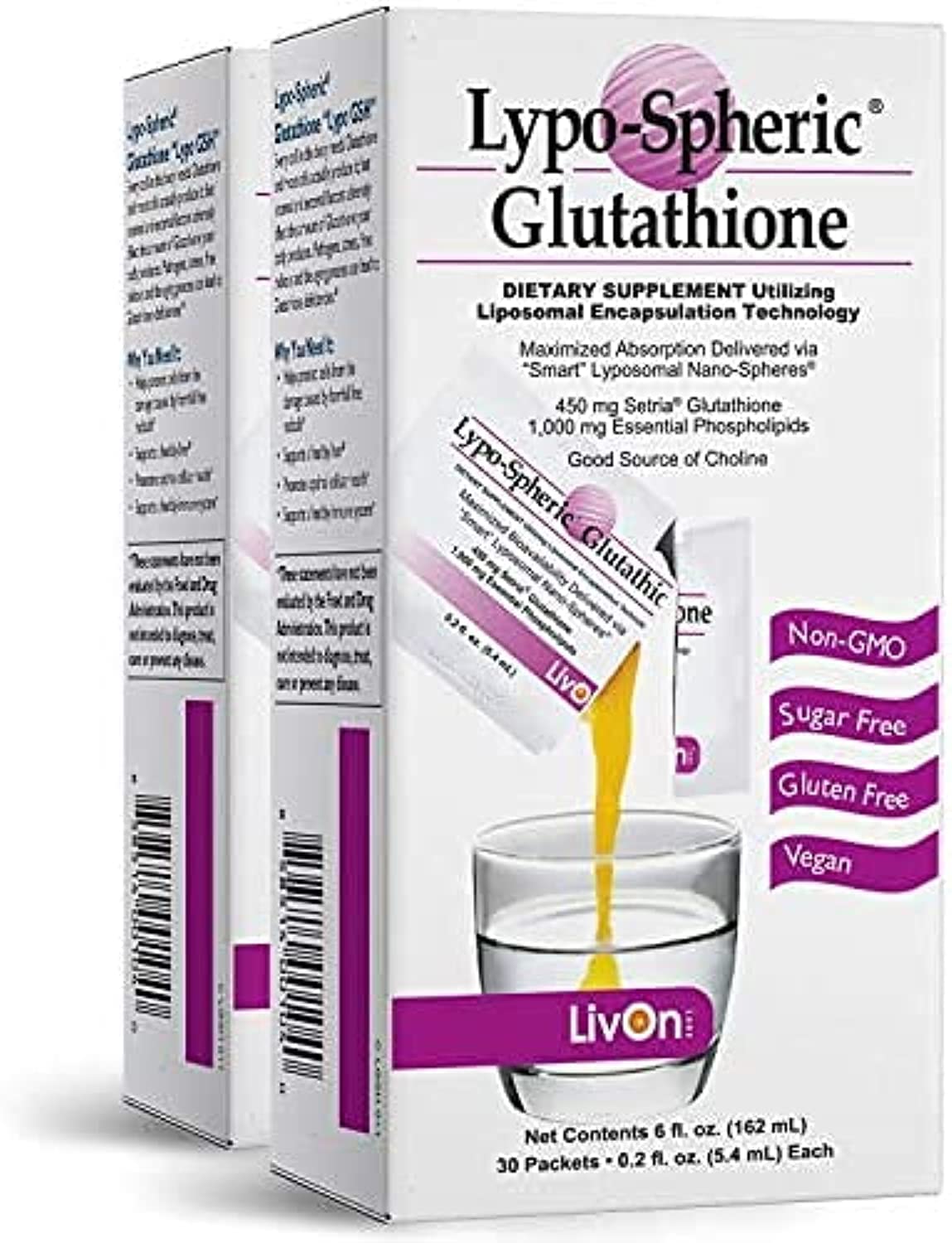 LivOn Laboratories Lypo-Spheric Glutathione, 450 mg
