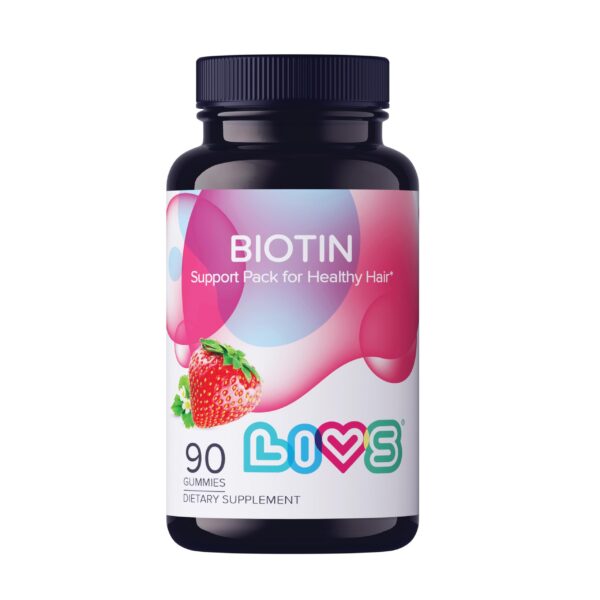 LIVS gomitas sabor fresa con biotina para cabello y piel