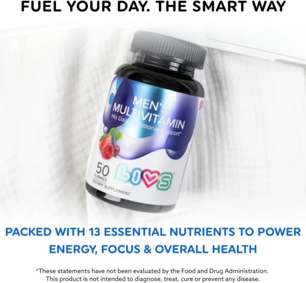 Version 1.0.0 Etiqueta frontal del producto LIVS gomitas para hombres