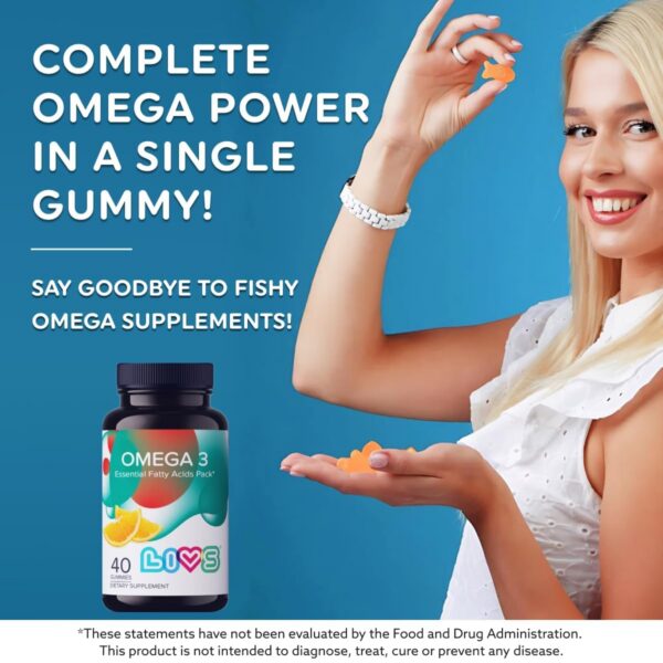 Etiqueta frontal de LIVS Omega 3 Gummies