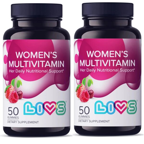Version 1.0.0 Frente de la etiqueta de LIVS gomitas multivitamínicas para mujeres