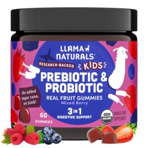 Gomitas probióticas infantiles Llama Naturals frente al frasco