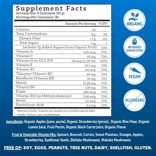 Suplemento vitamínico orgánico sin aditivos ni alérgenos