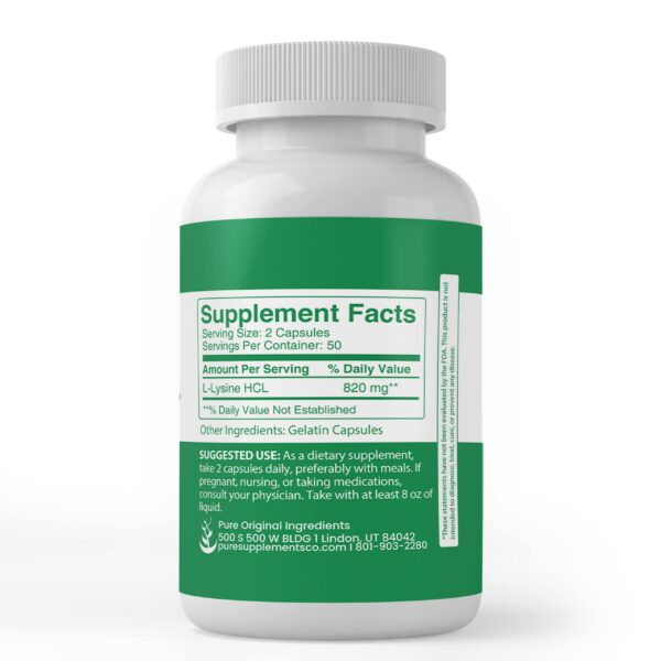 Cápsulas L-Lysine HCL en frasco