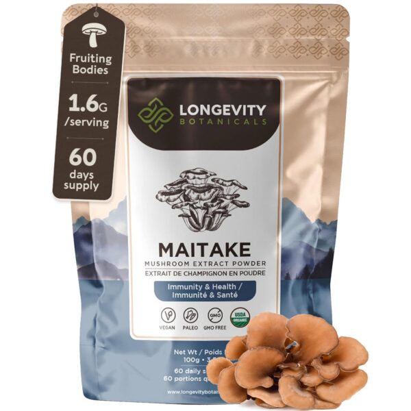 Version 1.0.0 Polvo orgánico de Maitake Longevity Botanicals 100g