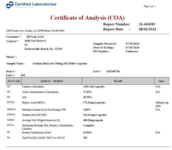 Capsula de butirato de sodio