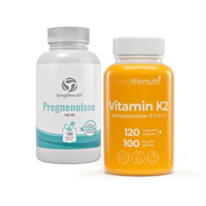 Frasco LongLifeNutri Pregnenolone 100 mg + K2 MK-7