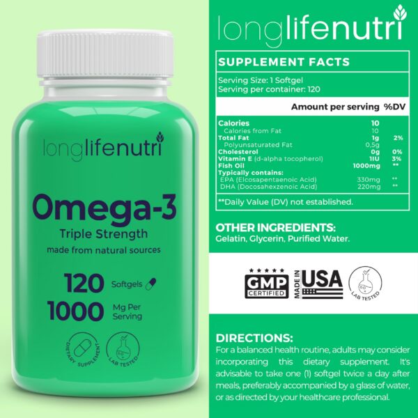 Cápsulas blandas de Omega 3 LongLifeNutri