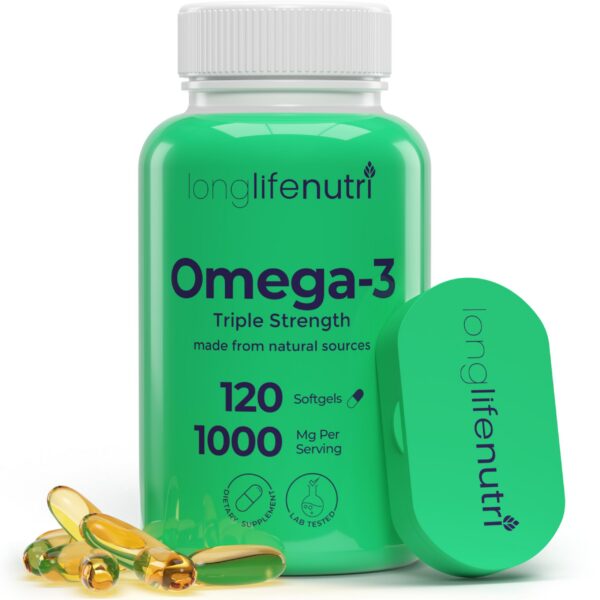 Frasco de Omega 3 LongLifeNutri 1000 mg