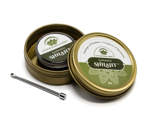 Shilajit contenedor y etiqueta