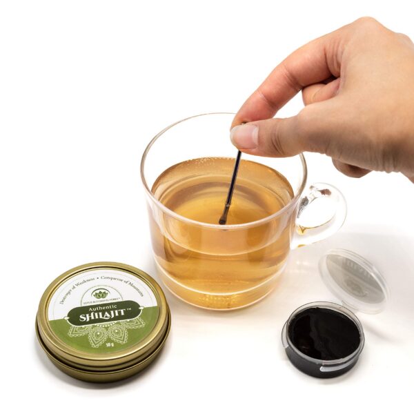 Shilajit resina etiqueta detalle