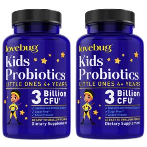 lovebug probióticos Little Ones para niños caja y frascos