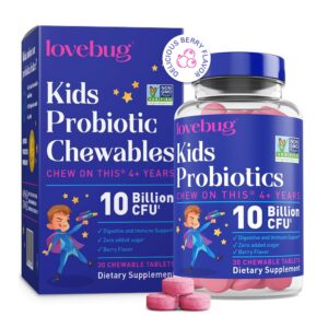 LOVEBUG probióticos para niños masticables frasco 30 unidades