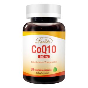 Etiqueta frontal Lovita CoQ10 400 mg