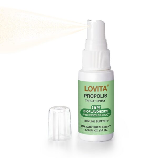 Spray de propóleo LOVITA 250 mg frente al envase