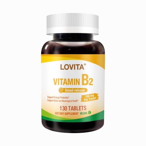 Lovita vitamina B2 botella de 130 tabletas veganas
