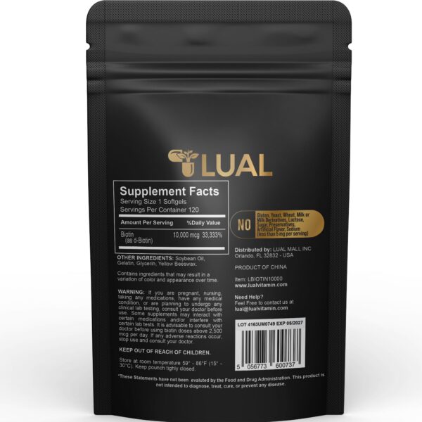 Etiqueta lateral de Biotina SoftGels