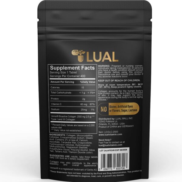 Etiqueta del frasco LUAL Collagen Plus Vitamin C