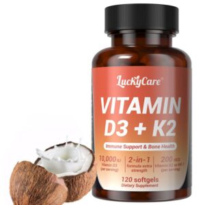 Version 1.0.0 Frasco Luckycare D3 K2 softgels con aceite de coco