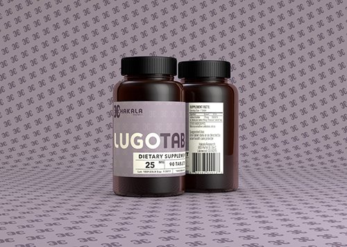 LugoTab 25 mg tabletas de yodo Lugol frente claro