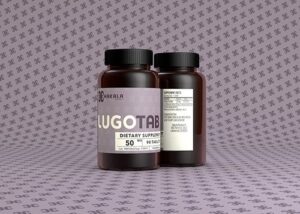 LugoTab 50 mg tabletas en frasco y etiqueta