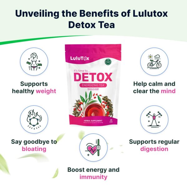 LULUTOX té detox natural sabor durazno bolsa