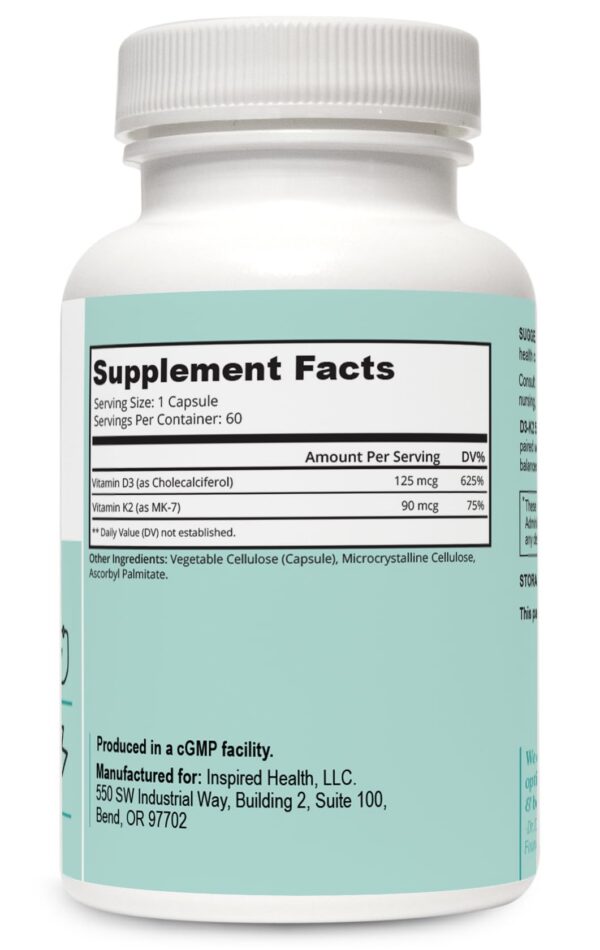 Etiqueta de LUMINSPIRED HEALTH Vitamin D3 K2