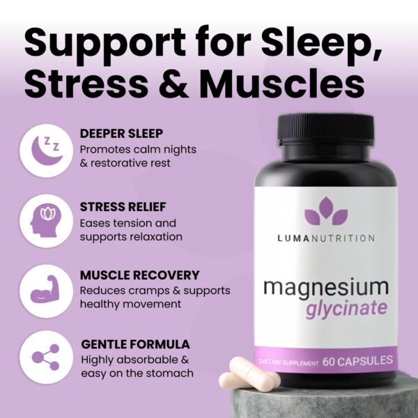 Etiqueta frontal de Magnesio glicinato Luma