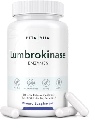 Botella de cápsulas de Lumbroquinasa Etta Vita para salud y energía