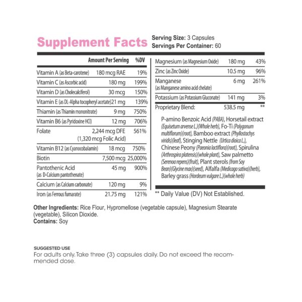 Etiqueta de Lumen Naturals Hair, Skin & Nails