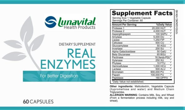 Etiqueta lateral Lunavital Real Enzymes