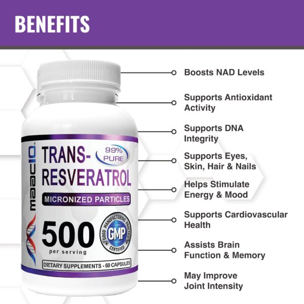 Cápsulas de MAAC10 Trans Resveratrol para longevidad y salud celular