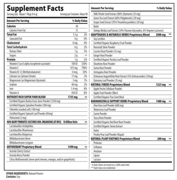 Macro Greens polvo vegano sin gluten ni lácteos