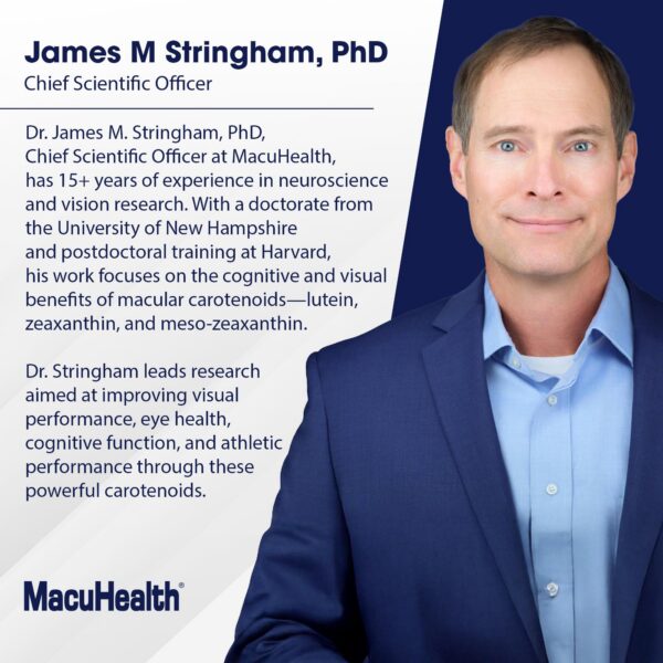 Etiqueta de MacuHealth y cápsulas