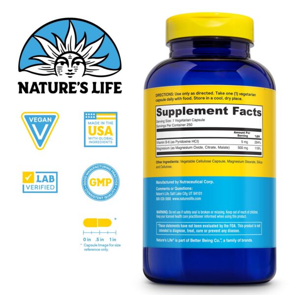 Etiqueta Nature’s Life magnesio 500 mg