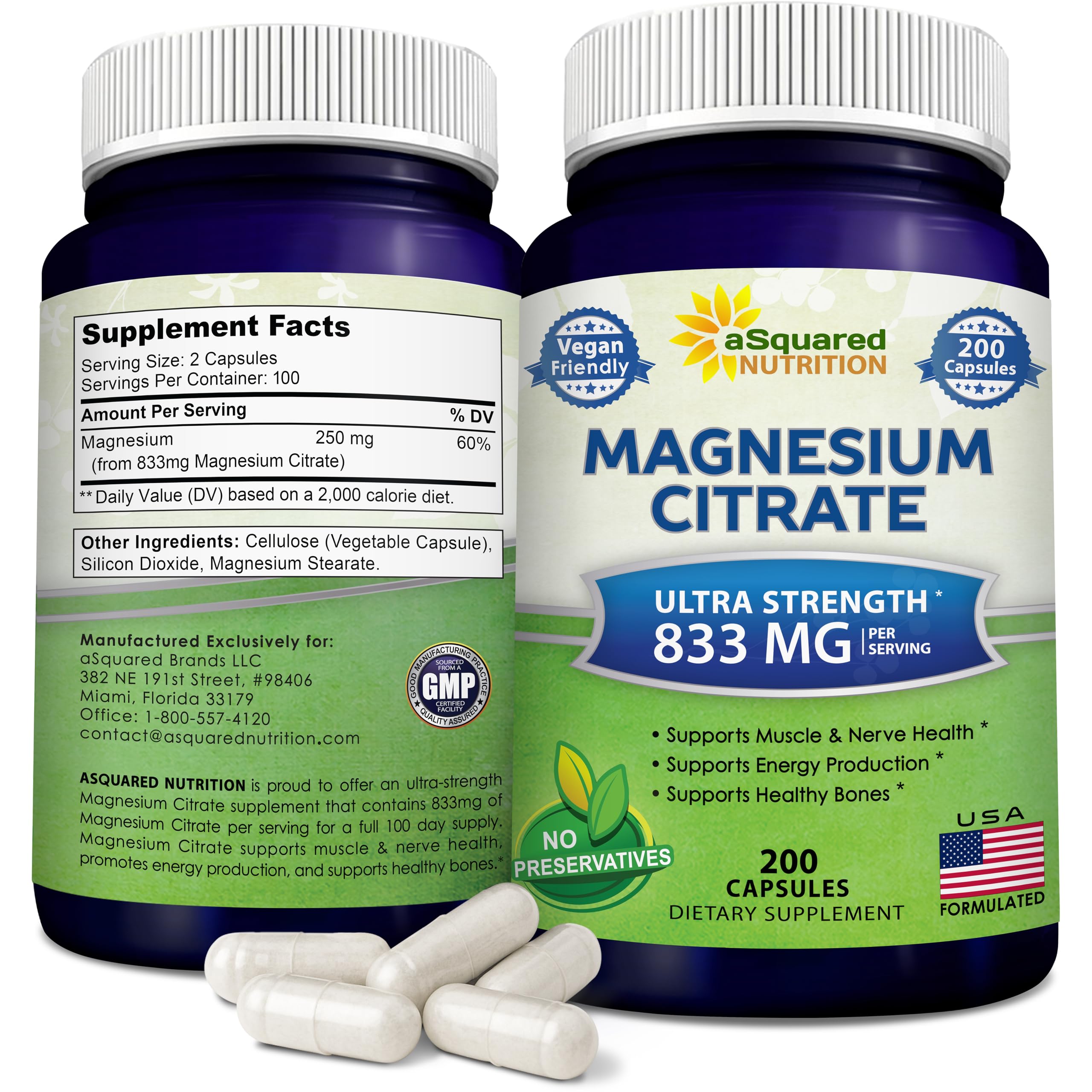 aSquared Nutrition Magnesium Citrate, 833 mg