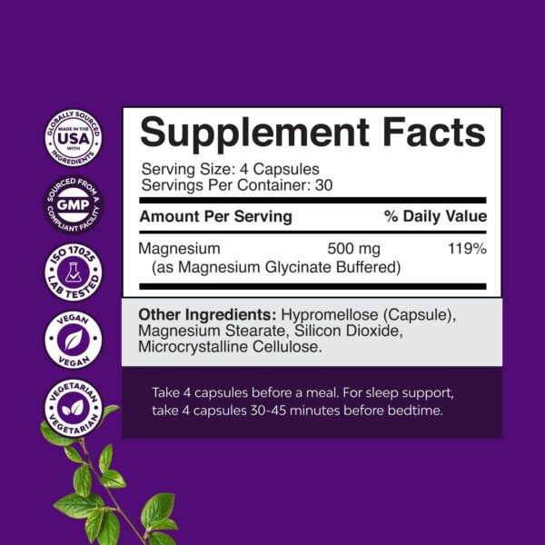 Etiqueta del suplemento magnesio y L-tirosina