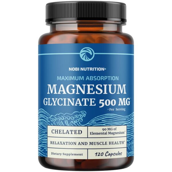 Frasco de Magnesio Glycinato 500 mg frente