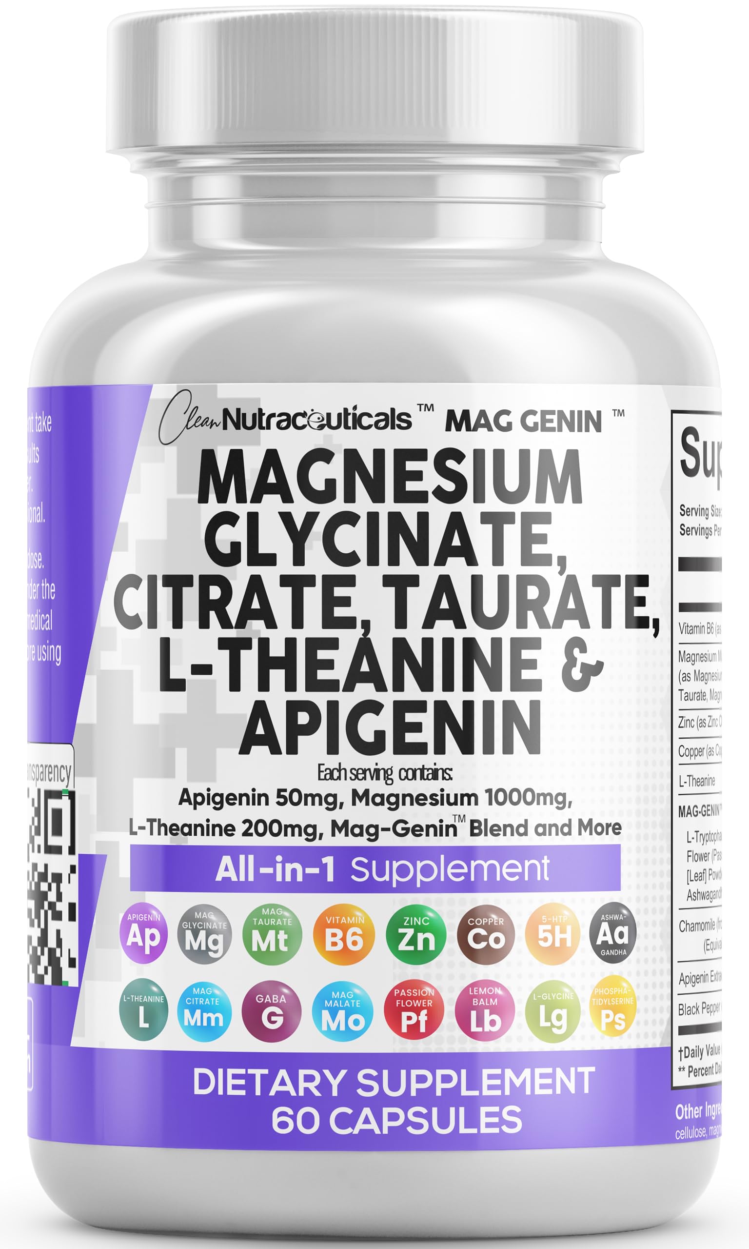 Clean Nutraceuticals Magnesium Glycinate, 1000 mg