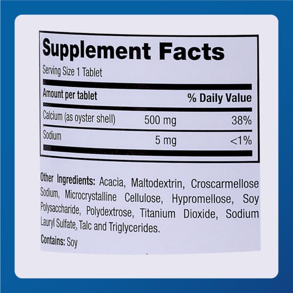 Caja y etiqueta de Major Oyster Shell Calcium