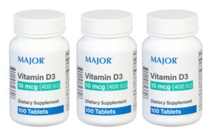 Botella MAJOR vitamina D3 con etiqueta frontal