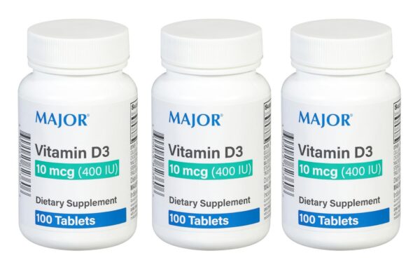 Botella MAJOR vitamina D3 con etiqueta frontal