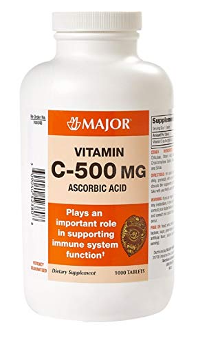Major vitaminas C ácido ascórbico en tabletas 500 mg