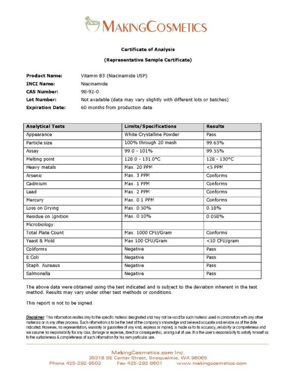 Version 1.0.0 Etiqueta producto MakingCosmetics vitamina B3 polvo 30g